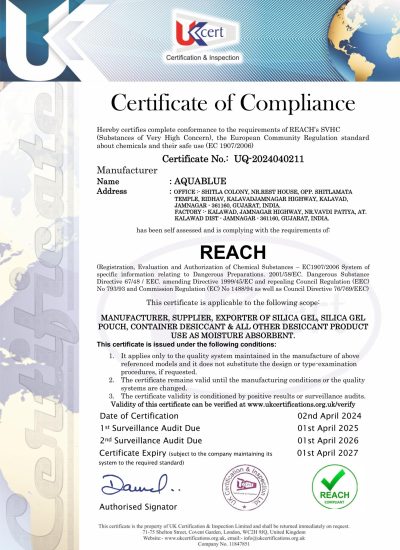 AQUABLUE UK CERT REACH