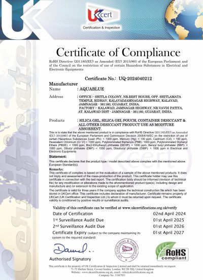 AQUABLUE UK CERT ROHS